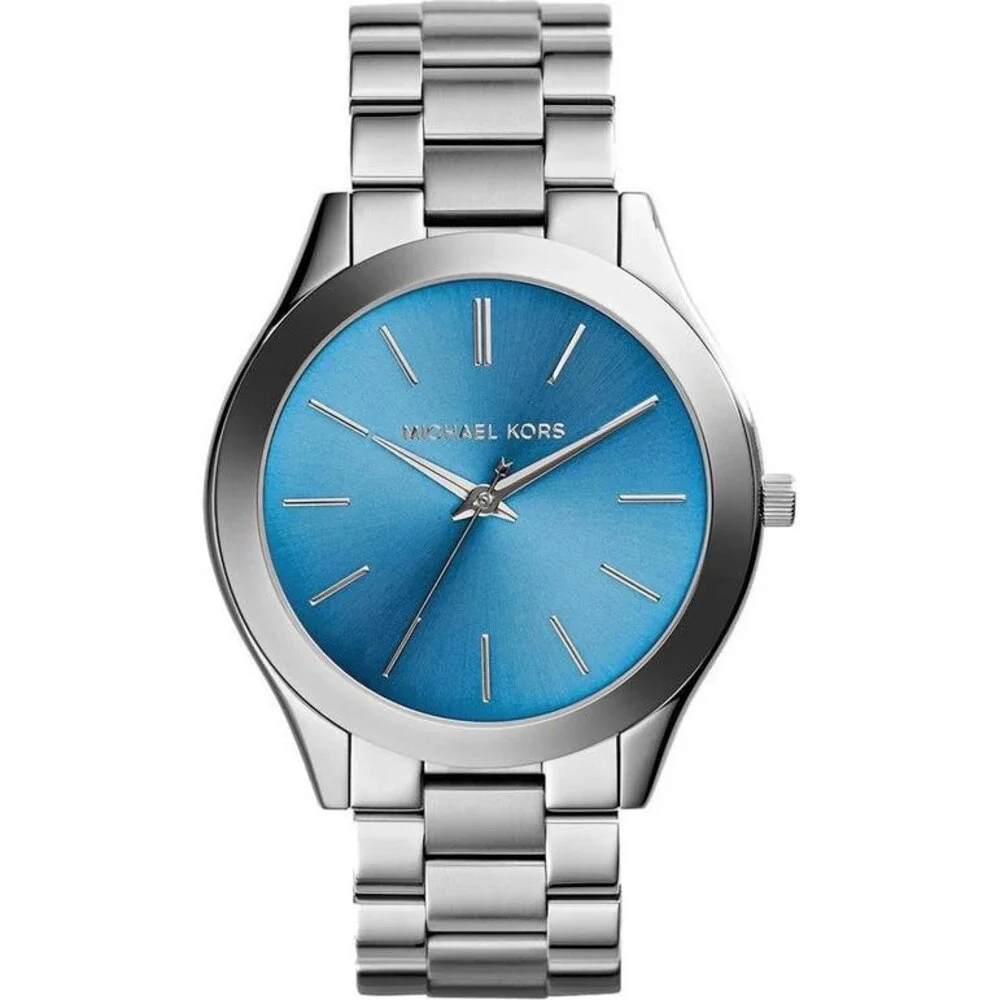 MICHAEL KORS MK3292 SLIM RUNWAY BLUE DIAL SILVER BRACELET 42MM WOMENS WATCH